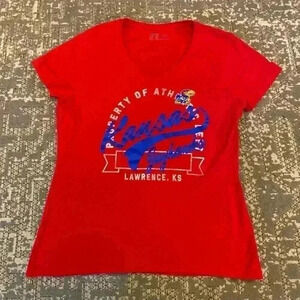 Kansas Jayhawks Women’s Russell Athletic Logo shirt Size Small color Red